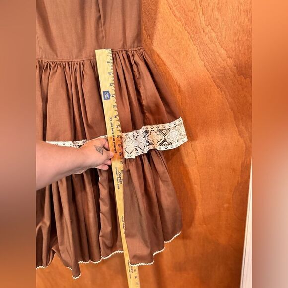 Kate Schorer Vintage 60s 70s Brown Polka Dot Swing Dress Kate Schorer Western M - Picture 13 of 15
